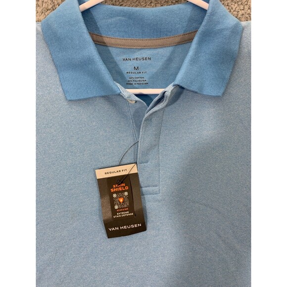 NWT Van Heusen Medium (M) Regular Fit Stain Shield Casual Polo Quarter Button-up - Picture 2 of 9